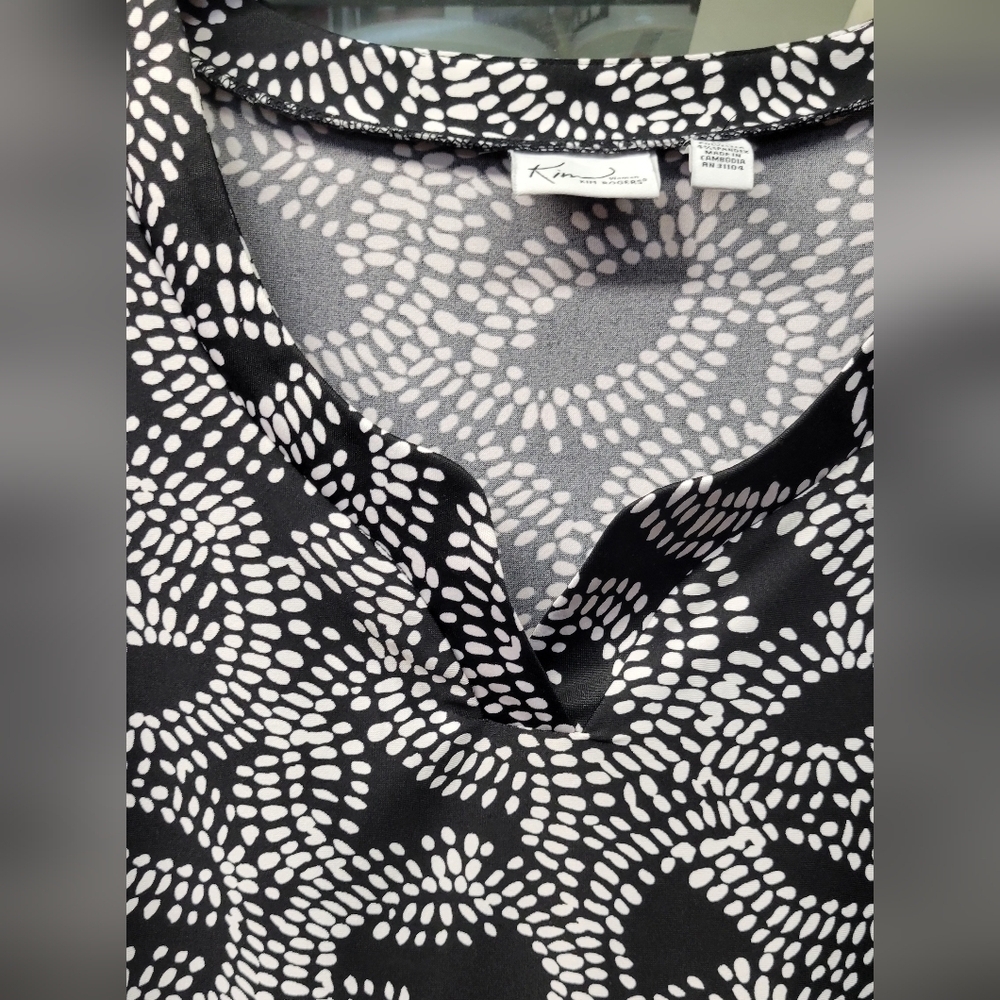 Kim Rogers Black Pink Patterned 2X Tunic Top - Picture 2 of 7